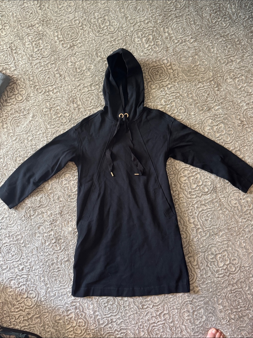 Massimo Dutti Black Long-Sleeve Hooded Dress